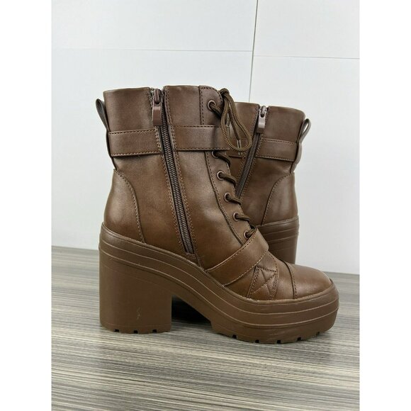 Limelight Womens Boot Size 8 Jazzie Brown Lace Up Zipper Platform Boots Shoe Y2K - Picture 9 of 10